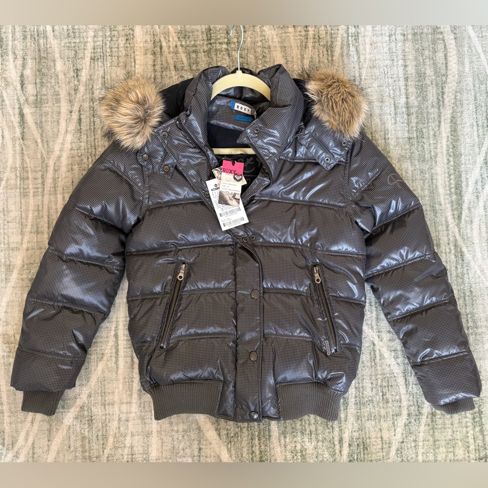 Roxy Metallic Gray Puffer Jacket - Women’s - Size XS